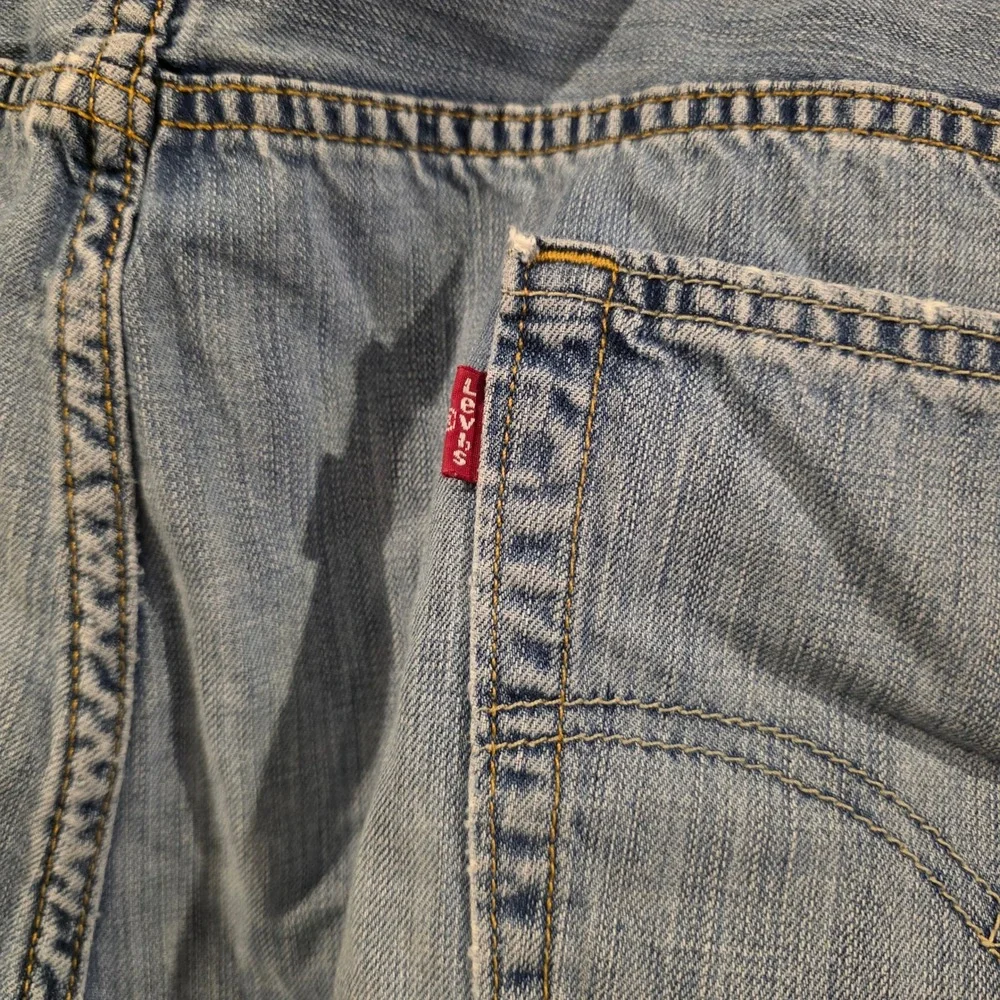Levi 569 Loose Straight Jeans Mens 42x30 Light‎ Wash Blue Good Denim Pants